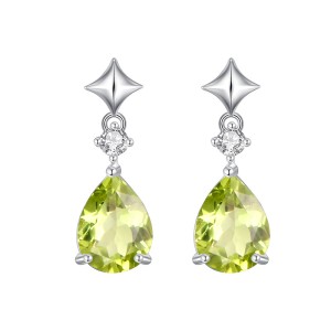 925 Sterling Silver Natural Teardrop Gemstone Earring 40100004