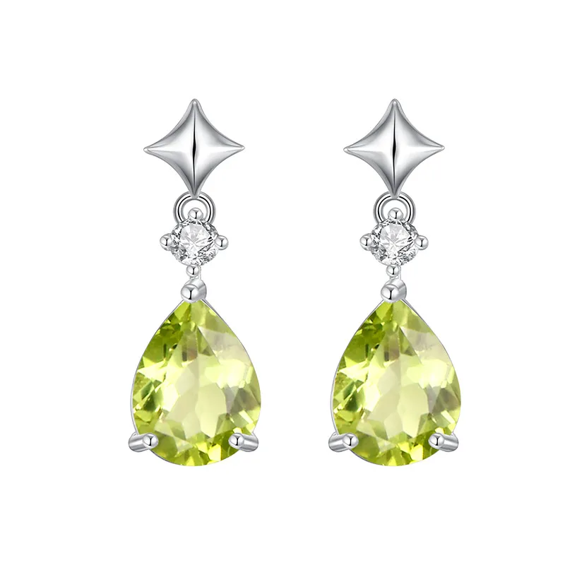 925 Sterling Silver Natural Teardrop Gemstone Earring 40100004