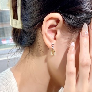 925 Sterling Silver Natural Teardrop Gemstone Earring 40100004