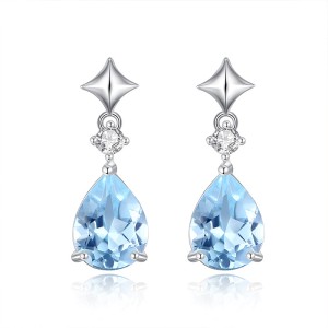 925 Sterling Silver Natural Teardrop Gemstone Earring 40100004