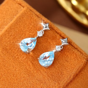 925 Sterling Silver Natural Teardrop Gemstone Earring 40100004