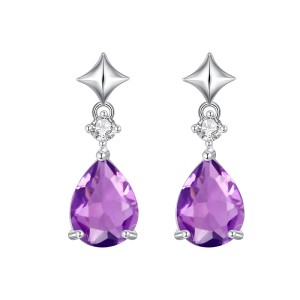 925 Sterling Silver Natural Teardrop Gemstone Earring 40100004