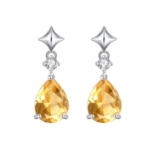 925 Sterling Silver Natural Teardrop Gemstone Earring 40100004