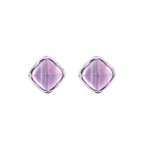 925 Sterling Silver Amethyst Stud Earrings 40100005