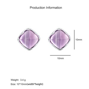 925 Sterling Silver Amethyst Stud Earrings 40100005