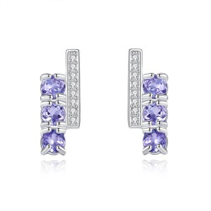925 Sterling Silver Natural Gemstone Stud Earrings 40100006 925 Sterling Silver Natural Gemstone Stud Earrings 40100006