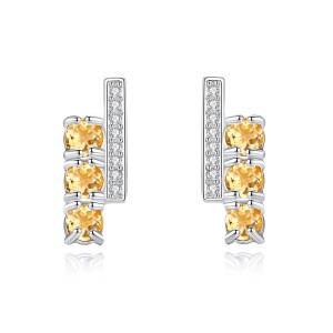 925 Sterling Silver Natural Gemstone Stud Earrings 40100006 925 Sterling Silver Natural Gemstone Stud Earrings 40100006