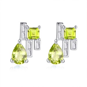 925 Sterling Silver Natural Gemstone Stud Earrings 40100008