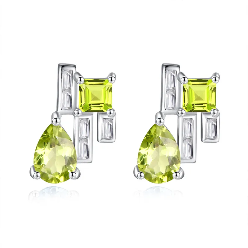 925 Sterling Silver Natural Gemstone Stud Earrings 40100008
