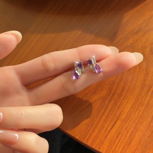 925 Sterling Silver Natural Gemstone Stud Earrings 40100008