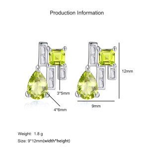 925 Sterling Silver Natural Gemstone Stud Earrings 40100008