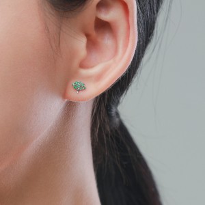 Kids 925 Silver Zirconia Trees Stud Earring 40200106