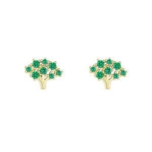 Kids 925 Silver Zirconia Trees Stud Earring 40200106
