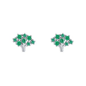 Kids 925 Silver Zirconia Trees Stud Earring 40200106
