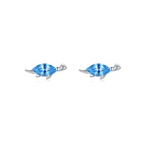 Kids 925 Silver Blue Zirconia Dinosaur Stud Earring 40200111