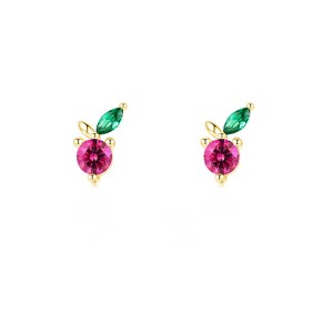 Kids 925 Silver Zirconia Cherry Stud Earring 40200114