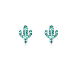 Kids 925 Silver Zirconia Cactus Stud Earring 40200118