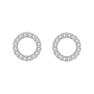 925 Sterling Silver Zirconia Round Stud Earrings 40200153