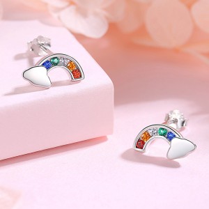 925 Sterling Silver Zirconia Rainbow Cloud Earrings 40200165