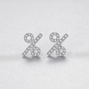 925 Sterling Silver Zirconia Symbol Stud Earrings 40200168