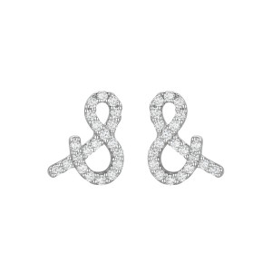 925 Sterling Silver Zirconia Symbol Stud Earrings 40200172