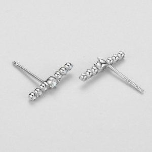 925 Sterling Silver Zirconia Lines Stud Earrings 40200173