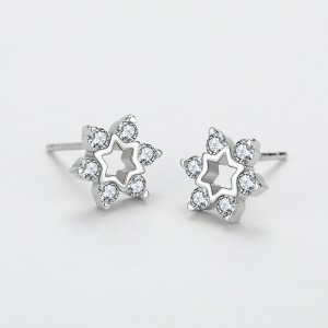 925 Sterling Silver Zirconia Flowers Stud Earrings 40200174