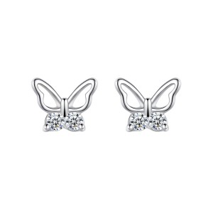 925 Sterling Silver Zirconia Butterfly Stud Earrings 40200187 925 Sterling Silver Zirconia Butterfly Stud Earrings 40200187