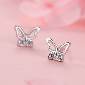 925 Sterling Silver Zirconia Butterfly Stud Earrings 40200187 925 Sterling Silver Zirconia Butterfly Stud Earrings 40200187