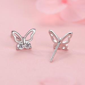 925 Sterling Silver Zirconia Butterfly Stud Earrings 40200187 925 Sterling Silver Zirconia Butterfly Stud Earrings 40200187