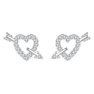 Sterling Silver Zirconia Heart Arrow Stud Earrings 40200191 Sterling Silver Zirconia Heart Arrow Stud Earrings 40200191