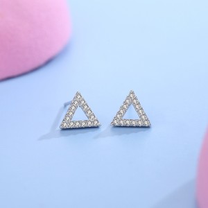 Sterling Silver Zirconia Triangle Stud Earrings 40200192