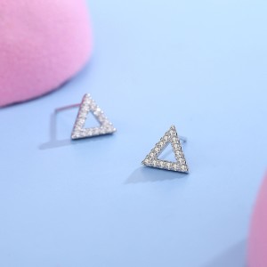 Sterling Silver Zirconia Triangle Stud Earrings 40200192