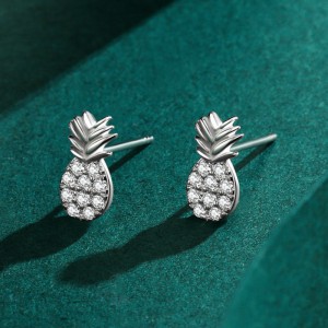 Sterling Silver CZ Pipeapples Stud Earrings 40200194