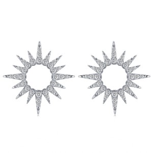 Sterling Silver Zirconia Sunflower Stud Earrings 40200196