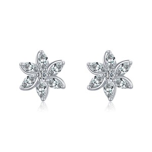 Sterling Silver Zirconia Star Stud Earrings 40200197