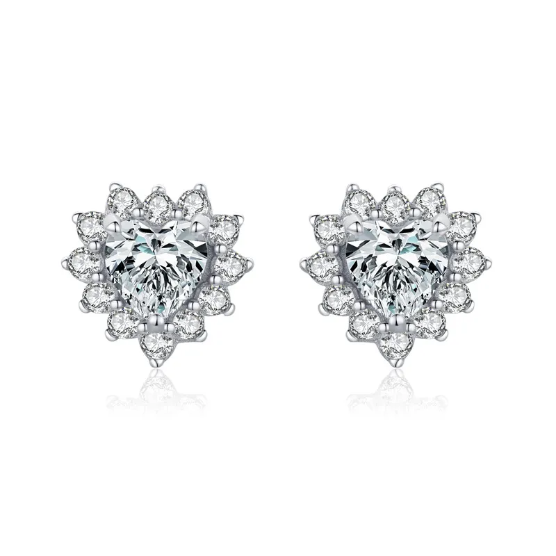 Sterling Silver Sparkle Zirconia Heart Stud Earrings 40200199 Sterling Silver Sparkle Zirconia Heart Stud Earrings 40200199