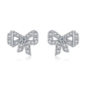 Sterling Silver Lovely Zirconia Bow Stud Earrings 40200200 Sterling Silver Lovely Zirconia Bow Stud Earrings 40200200