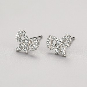 Sterling Silver Lovely Zirconia Bow Stud Earrings 40200200 Sterling Silver Lovely Zirconia Bow Stud Earrings 40200200