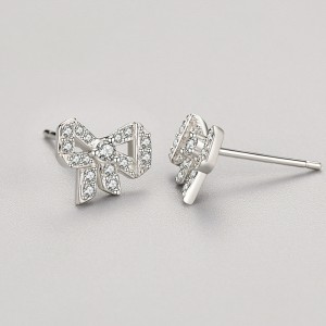 Sterling Silver Lovely Zirconia Bow Stud Earrings 40200200 Sterling Silver Lovely Zirconia Bow Stud Earrings 40200200