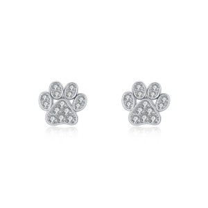 Sterling Silver Zirconia Cat Footprint Stud Earrings 40200204 Sterling Silver Zirconia Cat Footprint Stud Earrings 40200204