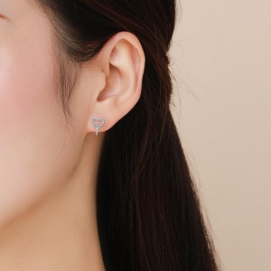 Sterling Silver Turquoise Double Heart Stud Earrings 40200211