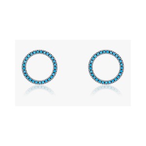 Sterling Silver Turquoise Round Stud Earrings 40200212