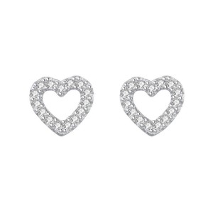Sterling Silver Zirconia Heart Stud Earrings 40200215