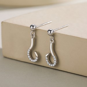 Zirconia Symbol Question Mark Stud Earring 40200233 Zirconia Symbol Question Mark Stud Earring 40200233