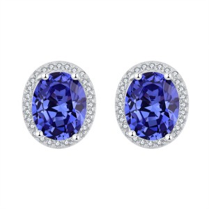 Royal Blue Oval Zirconia Stud Earrings 40200239 Royal Blue Oval Zirconia Stud Earrings 40200239