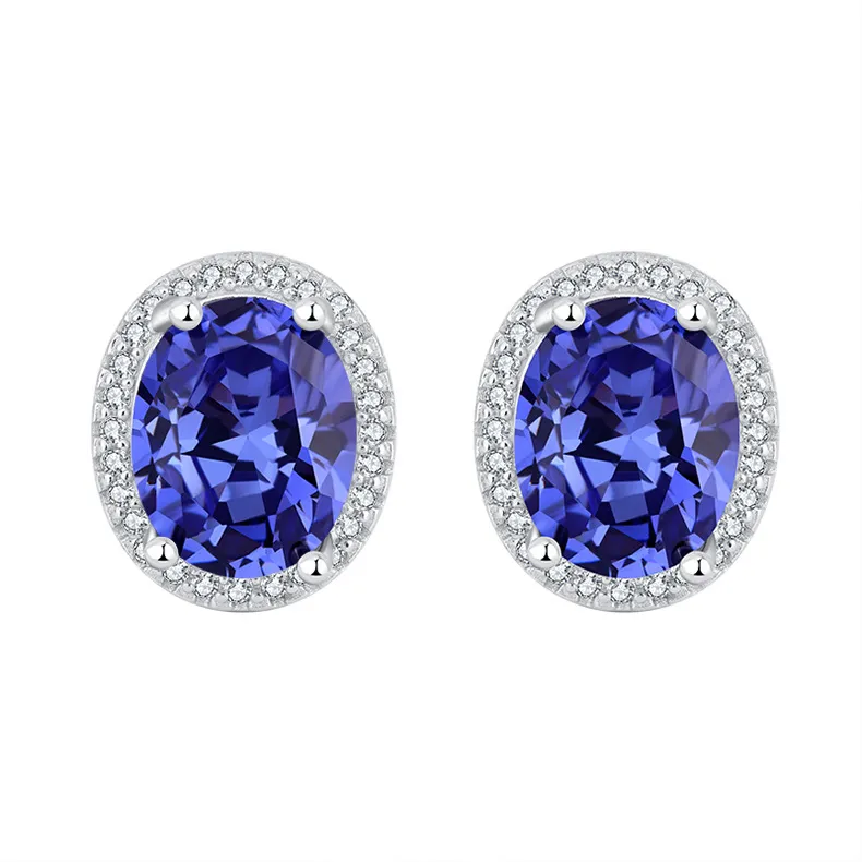 Royal Blue Oval Zirconia Stud Earrings 40200239 Royal Blue Oval Zirconia Stud Earrings 40200239
