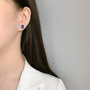 Royal Blue Oval Zirconia Stud Earrings 40200239 Royal Blue Oval Zirconia Stud Earrings 40200239