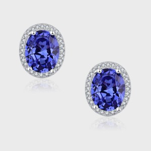 Royal Blue Oval Zirconia Stud Earrings 40200239 Royal Blue Oval Zirconia Stud Earrings 40200239