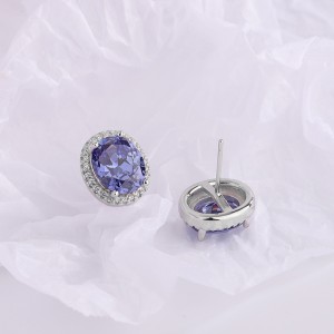 Royal Blue Oval Zirconia Stud Earrings 40200239 Royal Blue Oval Zirconia Stud Earrings 40200239